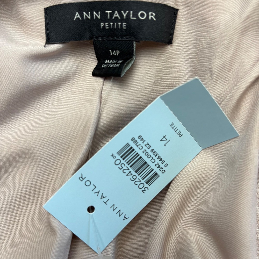 Ann Taylor Petite Mauve Pink Herringbone Single Button Blazer Jacket Sz 14P NEW - Picture 6 of 8